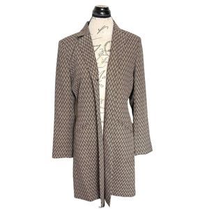 Le Suit Womens Blazer Long Jacket  Medium Work Office Three Buttons Herringbone